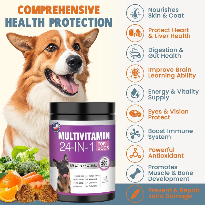 24-in-1-dog-vitamins-and-supplements-200-ct-dogs-multivitamin-chewable-contain-chondroitin-probiotics-omega-3-glucosamine-for-dogs-skin-coat-heart-joint-gut-digestion-liver-brain-eyes-immune-support-2