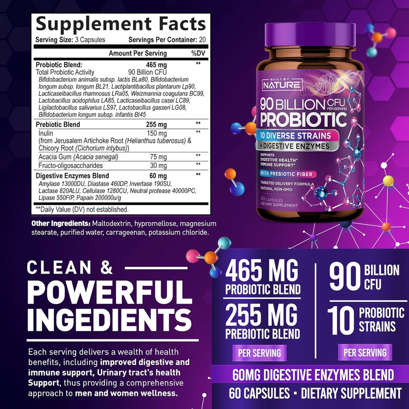 90-billion-cfu-probiotic---daily-digestive-gut-health-supplement-for-men-women---lactobacillus-acidophilus-bifidobacterium-prebiotics---non-gmo-gluten-dairy-free-shelf-stable---60-capsules-2