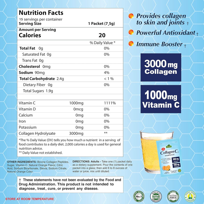 alfa-vitamins-collagen-c-peptides-hydrolysate-powder-supplement-vitamin-c-1000mg-gluten-free-hydrolyzed-collagen-for-skin-hair-nails-joint-bone-support-antioxidant-30-sachets-per-box-4-pack-2
