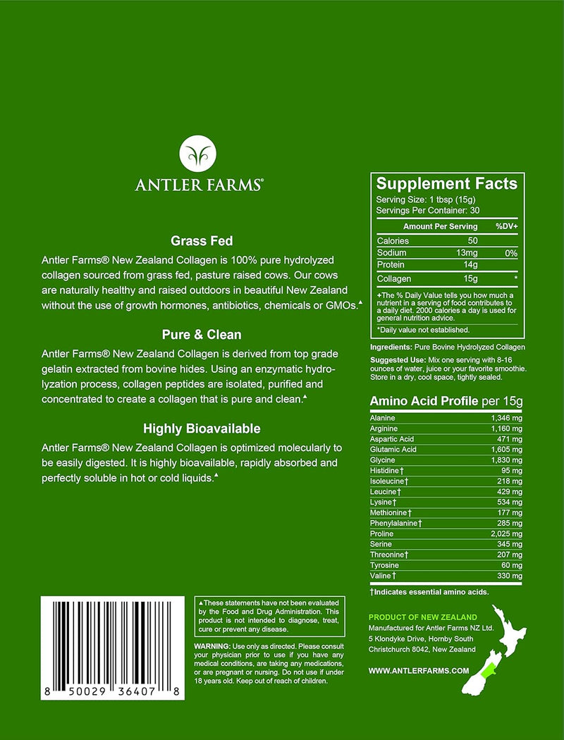 antler-farms---100-pure-new-zealand-collagen-powder-from-grass-fed-cows-unflavored-1-lb---hydrolyzed-cold-water-soluble-peptides-keto-friendly-bioavailable-quick-dissolving-2
