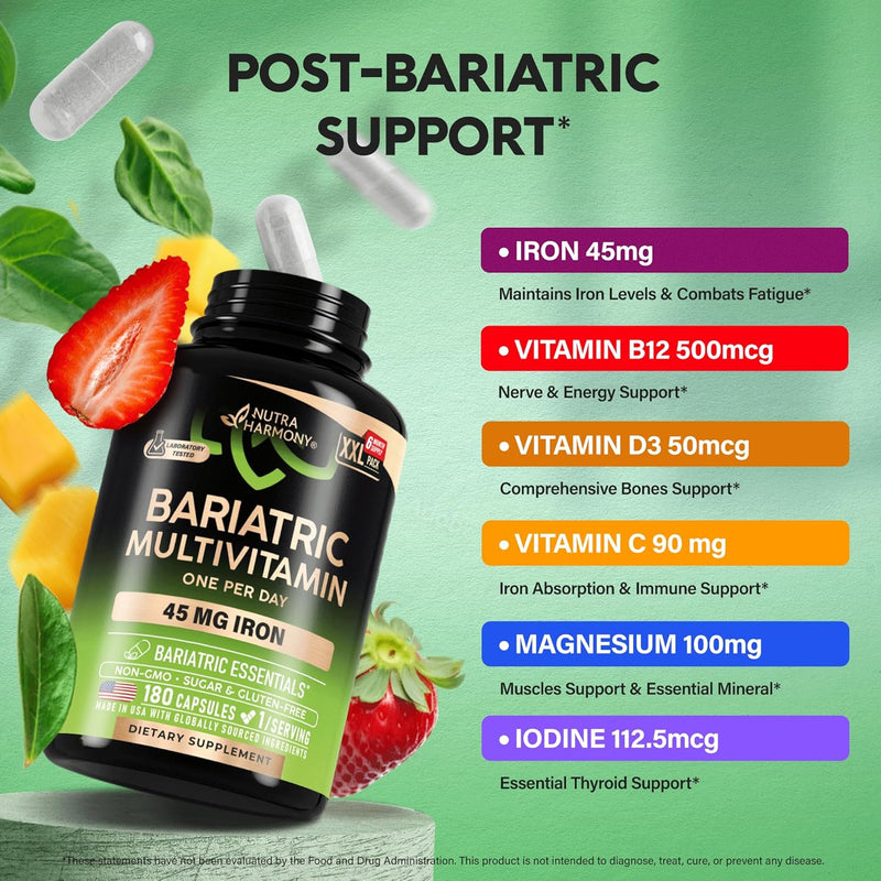 bariatric-multivitamin---45-mg-iron-supplements---made-in-usa---for-women-men---all-in-one-21-essential-vitamins---gastric-sleeve-support---free-of-sugar-gluten-soy---180-capsules-once-daily-4