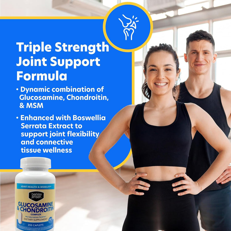 berkley-jensen-glucosamine-chondroitin-msm-boswellia-complex---triple-strength-advanced-dietary-supplement-for-joints-ligaments-tendons-bones-connective-tissue-support-200-caplets-pack-of-1-2