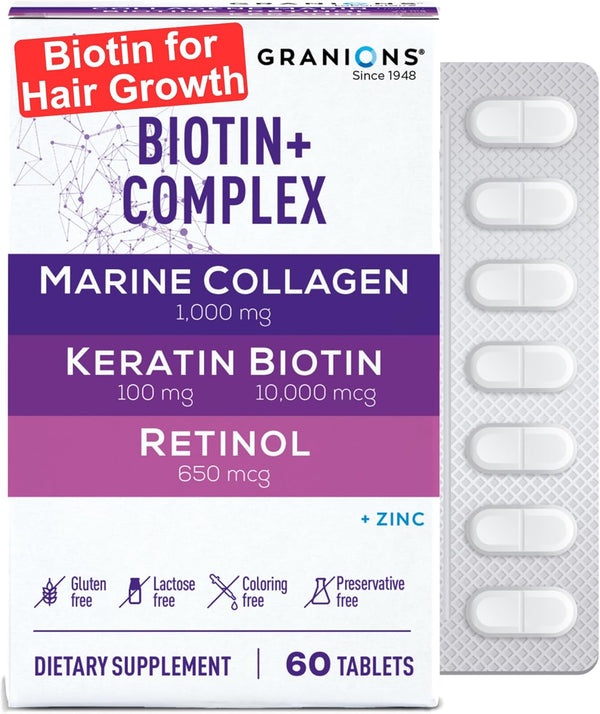 biotin-collagen-keratin-supplement-hair-growth-tablets-biotin-10000mcg-marine-collagen-peptides-keratin-retinol-zinc-vitamin-b6---hair-skin-and-nails-complex-for-women-and-men-60-tablets-1