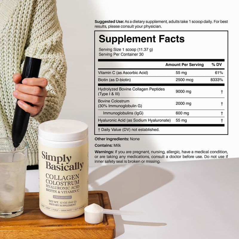 bovine-colostrum-collagen-peptides-powder-with-biotin-hyaluronic-acid-vitamin-c-for-gut-immune-system-hair-skin-nails-women-men-12oz-unflavored-30-servings-8