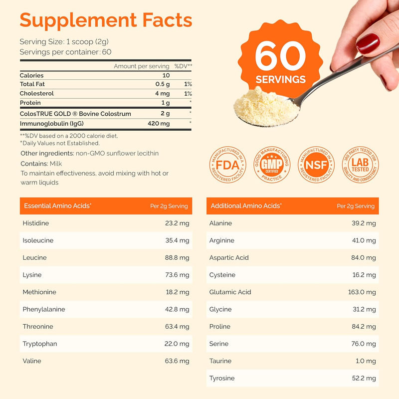 bovine-colostrum-powder-first-day-milking-for-immune-gut-support-60-servings-supports-skin-tissue-health-made-in-usa---amino-acids-vitamins-minerals-kosher---sustainably-sourced-7