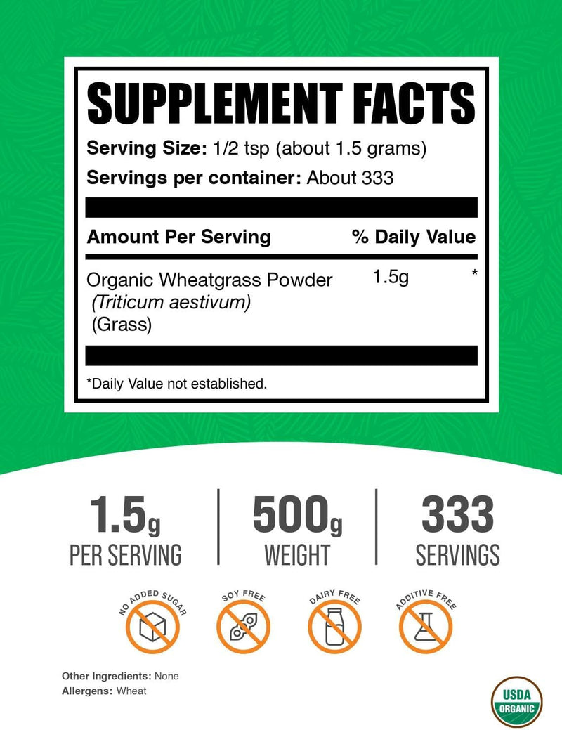 bulksupplementscom-organic-wheatgrass-powder---superfood-supplement-green-powder---vegan-gluten-free-15g-per-serving-500g-11-lbs-pack-of-1-2