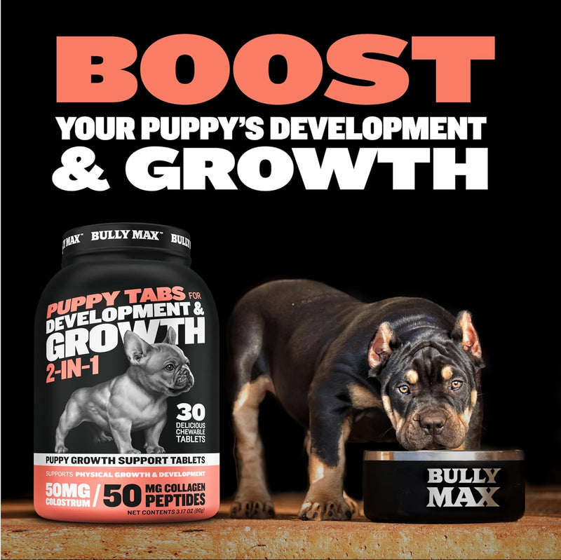 bully-max-2414-high-protein-puppy-food-5lbs-and-puppy-vitamins-30-chewable-tabs-for-development-growth-bundle-muscle-immune-bone-digestive-support-in-small-and-large-breed-puppies-5