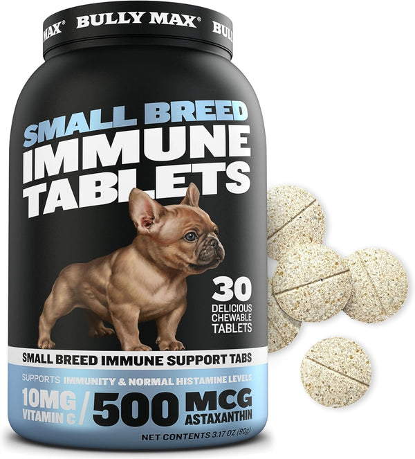 bully-max-small-breed-dog-immune-support-tablets---chewable-dog-multivitamin-immunity-booster-supplement-tabs-for-puppy-adult-dogs---pet-vitamins-with-astaxanthin-colostrum-turmeric---30-tablets-1