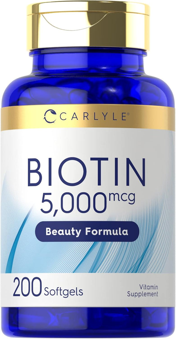 carlyle-biotin-5000mcg-softgels-200-count-vitamins-for-hair-skin-and-nails-non-gmo-gluten-free-supplement-1