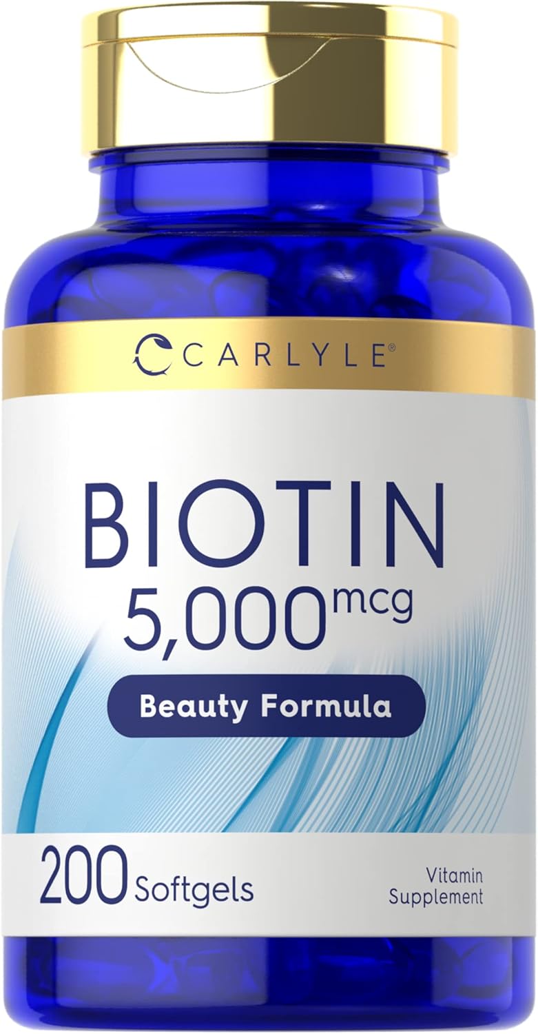 carlyle-biotin-5000mcg-softgels-200-count-vitamins-for-hair-skin-and-nails-non-gmo-gluten-free-supplement-1