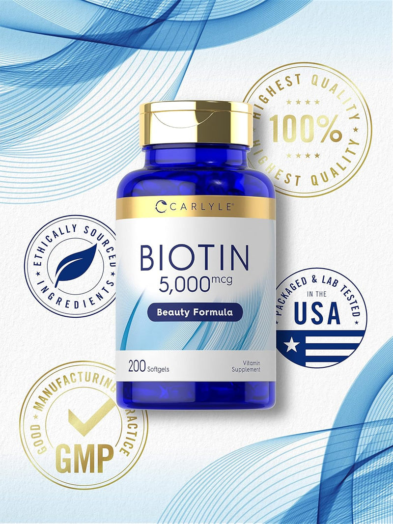 carlyle-biotin-5000mcg-softgels-200-count-vitamins-for-hair-skin-and-nails-non-gmo-gluten-free-supplement-5