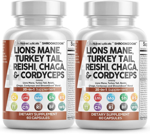 clean-nutraceuticals-lions-mane-20in1-mushroom-supplement-with-turkey-tail-reishi-cordyceps-chaga-maitake-meshima-poria-cocos-shiitake-oyster-porcini-enoki---2pack-1