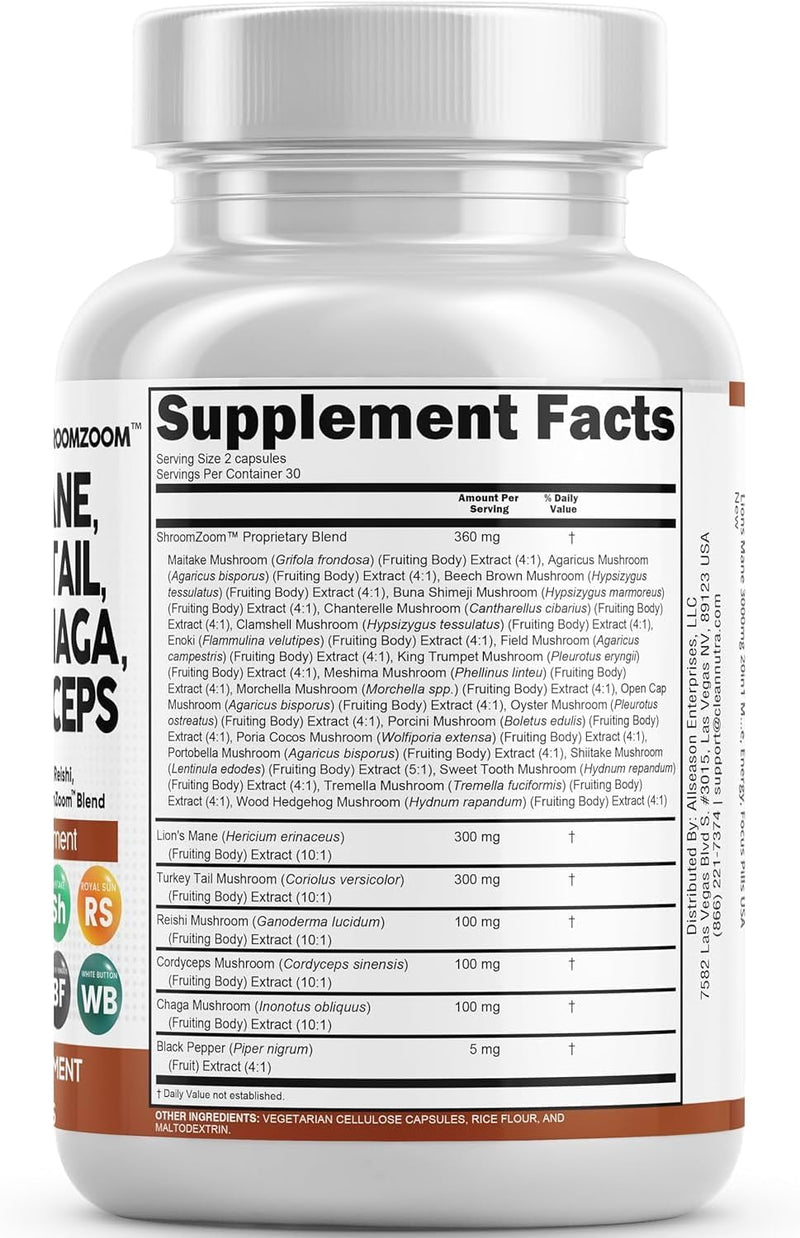 clean-nutraceuticals-lions-mane-20in1-mushroom-supplement-with-turkey-tail-reishi-cordyceps-chaga-maitake-meshima-poria-cocos-shiitake-oyster-porcini-enoki---3pack-8