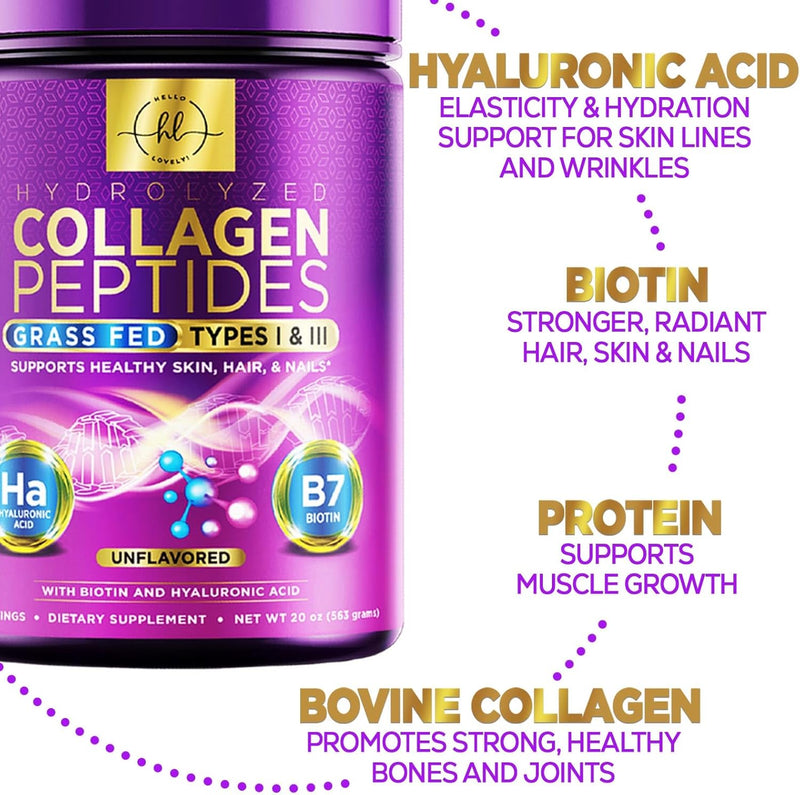 collagen-peptides-powder---unflavored-grass-fed-collagen-powder-type-i-iii-collagen-supplements-with-hyaluronic-acid-biotin---womens-hair-nail-skin-bones-joint-health-support---28-servings-5