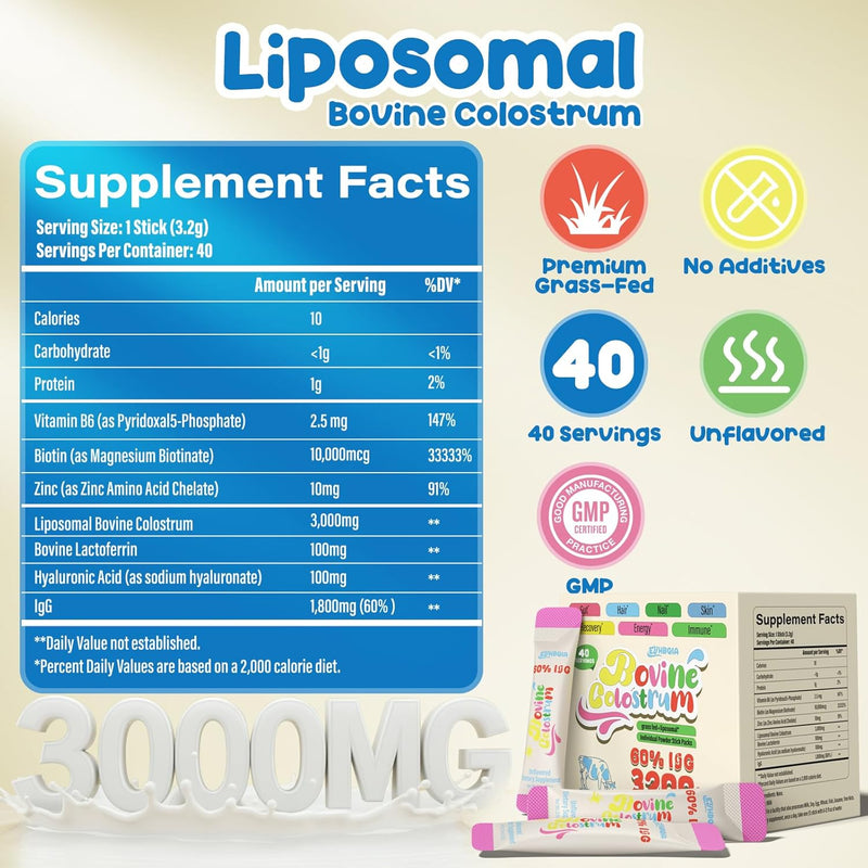 colostrum-powder---grass-fed-bovine-colostrum-supplement-with-60-igg-biotin-hyaluronic-acid-zinc-supports-immune-system-gut-health-beauty-40-servings-packets-unflavored-3