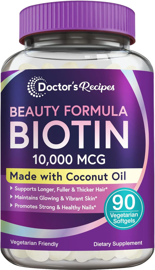 doctors-recipes-biotin-10000-mcg-hair-growth-healthy-skin-nails-energy-metabolism-vegetarian-friendly-biotin-with-coconut-oil-non-gmo-3-month-supply-90-vegetarian-softgels-1