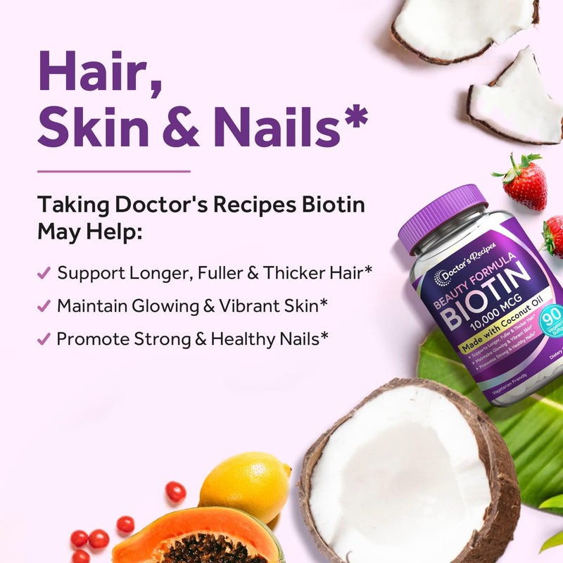 doctors-recipes-biotin-10000-mcg-hair-growth-healthy-skin-nails-energy-metabolism-vegetarian-friendly-biotin-with-coconut-oil-non-gmo-3-month-supply-90-vegetarian-softgels-3