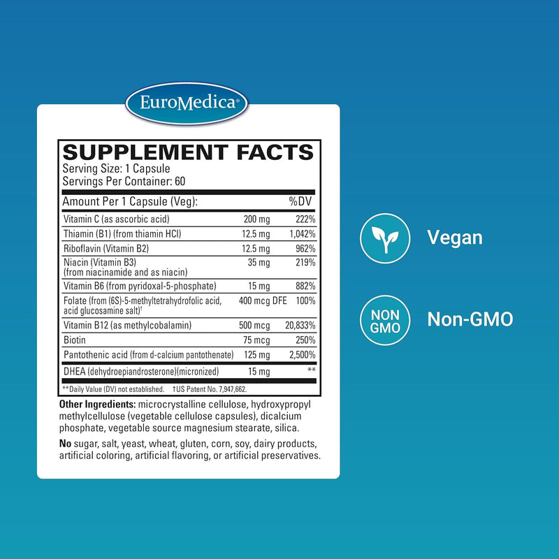 euromedica-cortisol-stress-support---daily-energy-supplement-with-dhea---vegan-capsules-with-vitamin-b2-c---dietary-supplement-for-immune-system-support---60-capsules-2