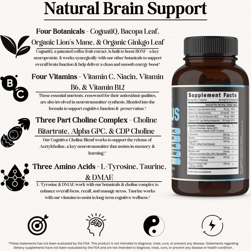 focus-14-in-1-nootropic-brain-supplement-with-lions-mane-alpha-gpc-choline-vitamin-c-b12-taurine-bacopa---energy-cognitive-memory-support-60-filler-free-capsules-4