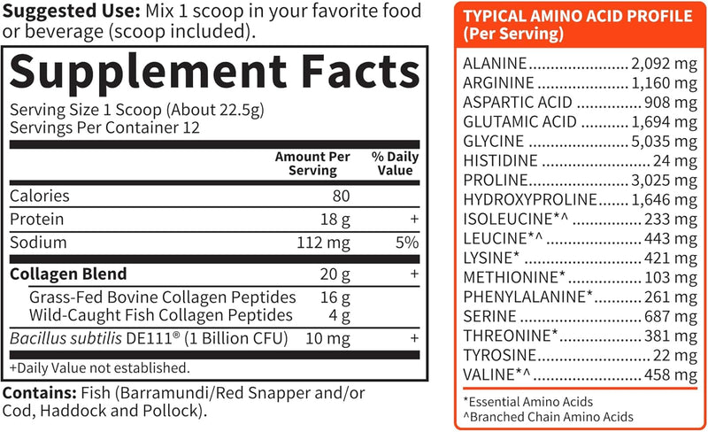 garden-of-life-marine-grass-fed-collagen-peptides-powder-supplement-type-i-iii-with-probiotics-bcaas-for-mobility-joint-health-hair-skin-nails---unflavored-20g-per-serving-12-servings-3