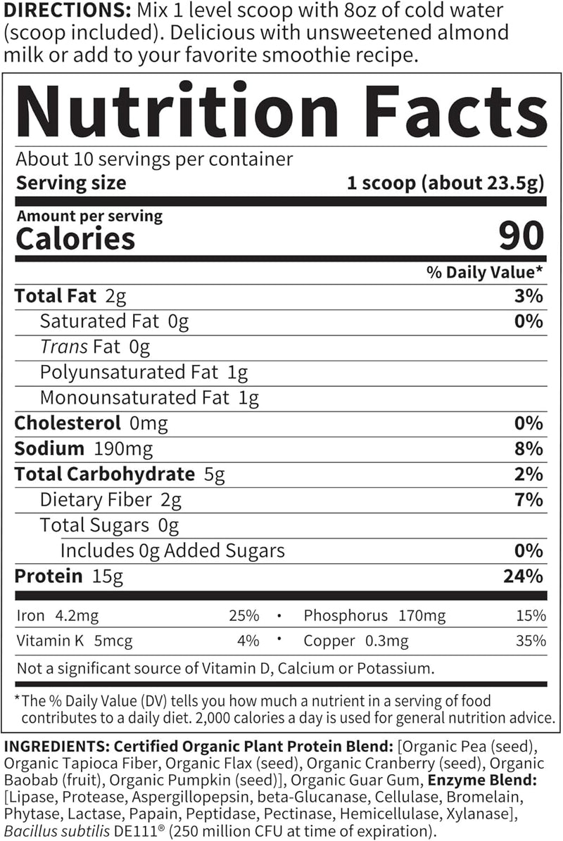 garden-of-life-organic-plant-based-protein-powder---smooth-unflavored---vegan-grain-free-gluten-free-shake-for-women-and-men---10-servings-15g-protein-probiotics-enzymes-0g-sugar-stevia-free-3