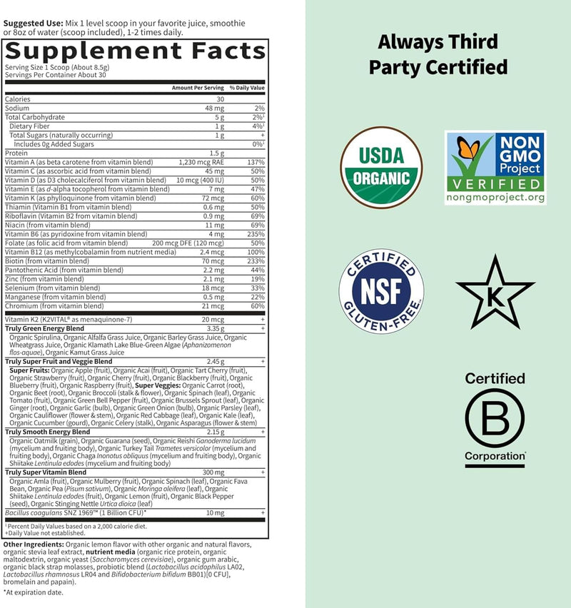 garden-of-life-sport-nutrition-greens-and-superfoods-powder-for-women-and-men---unflavored-organic-blend---spirulina-fruit-vitamins-pre-probiotics-mushrooms-athletic-supplements-30-servings-2
