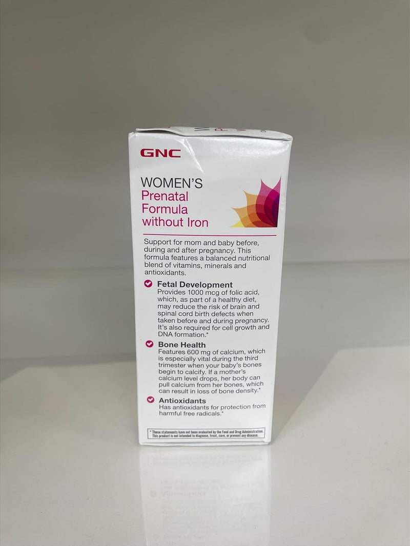 gnc-womens-prenatal-multivitamin-formula-without-iron-support-pregnancy-and-healthy-baby-development-essential-nutrients-folic-acid-zinc-calcium-plus-b-vitamins-60-caplets-2