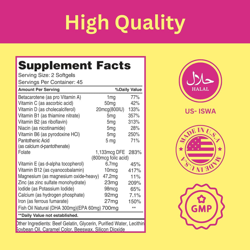 greenfield-nutritions-halal-prenatal-vitamins-with-dha-and-folic-acid---essential-prenatal-pregnancy-multivitamin-with-iron---contains-17-vitamins-for-mom-to-be---easy-to-swallow-90-liquid-softgels-5
