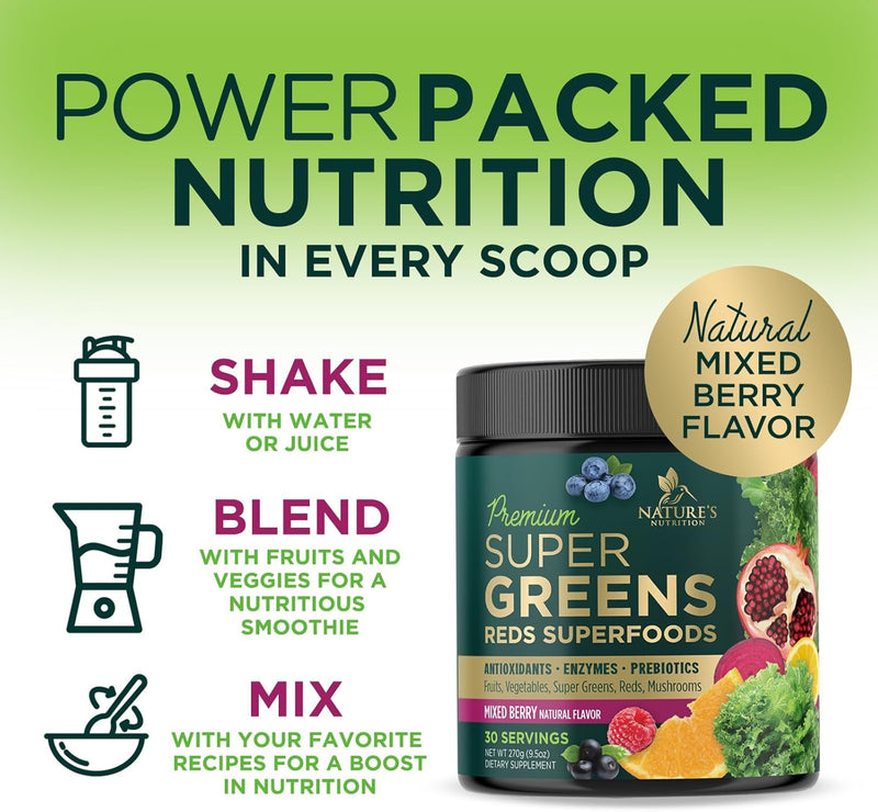 greens-powder-superfood-drink-mix---green-whole-food-blend-for-energy-gut-health-with-organic-wheat-grass-spirulina-chlorella-digestive-enzymes-antioxidant-probiotics-berry-flavor-30-servings-3