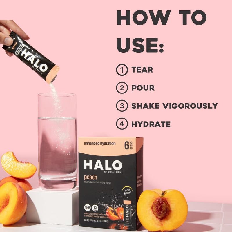 halo-hydration-electrolyte-powder-packets-peach---6-servings-5g-each---organic-hydration-drink-with-low-sugar-essential-vitamins-minerals---vegan-5