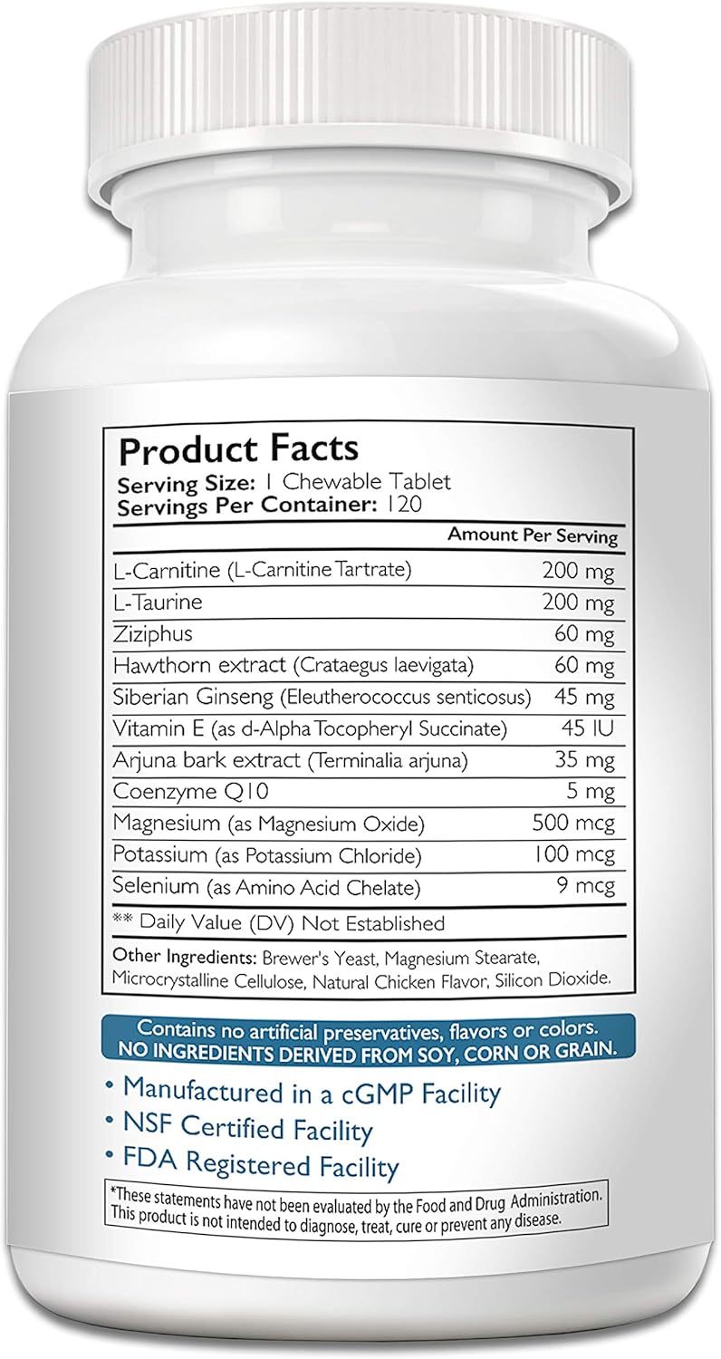 heart-support-for-dogs-with-taurine-carnitine-promote-blood-circulation-support-cardiovascular-function-heart-muscle-integrity-free-radical-defenses-120-chewable-tablets-2