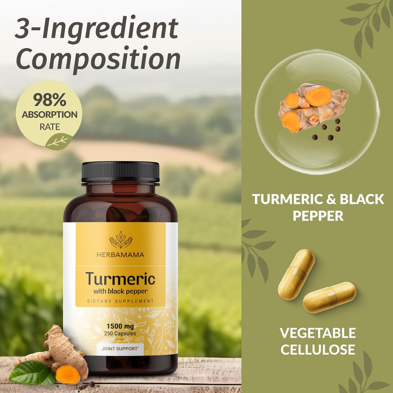 herbamama-curcumin-turmeric-capsules---1500mg-curcuma-longa-and-black-pepper-extract-for-uric-acid-digestive-support---vegan-non-gmo-turmeric-antioxidant-supplement-250-caps-4