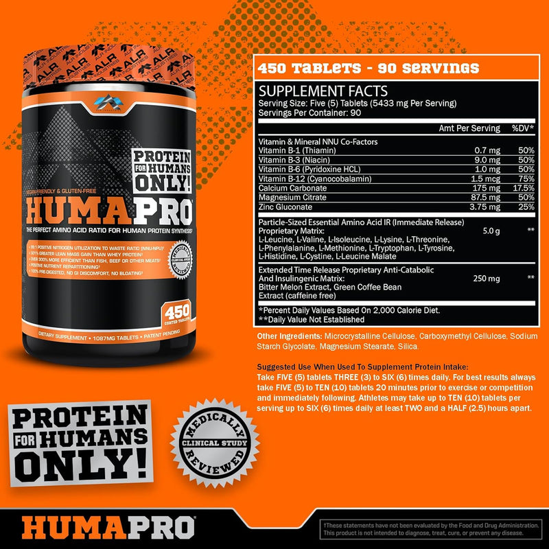 humapro-tablets-amino-acids-protein-matrix-for-humans-99-utilization-for-lean-muscle-vegan-gluten-free-450-tablets-90-servings-2