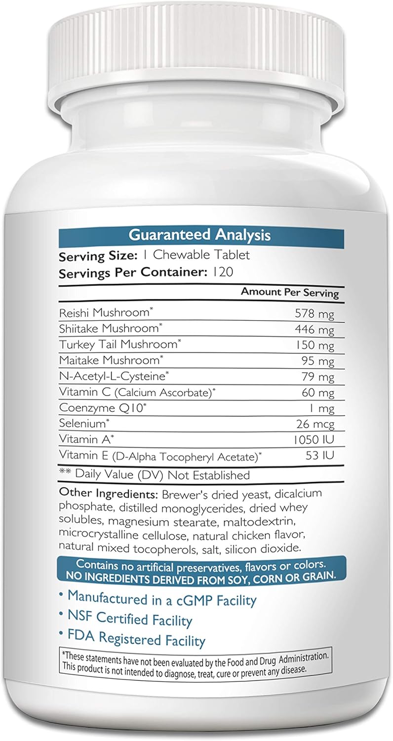 immune-support-for-dogs-plus-antioxidant-reishi-shiitake-maitake-turkey-tail-mushrooms-for-dogs-with-coenzyme-q10-selenium-vitamin-a-120-chewable-tablets-2