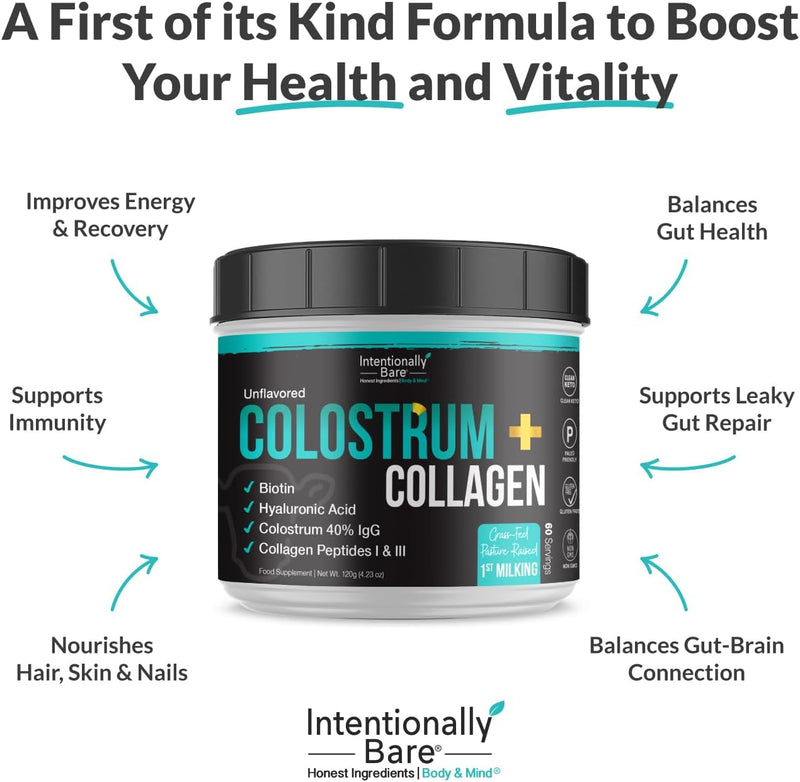 intentionally-bare-colostrum-and-collagen-powder---colostrum-supplement-with-biotin-and-collagen-peptides---colostrum-powder-for-skin-joint-gut-health---unflavored-collagen-supplements-60-servings-2