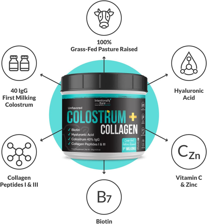 intentionally-bare-colostrum-and-collagen-powder---colostrum-supplement-with-biotin-and-collagen-peptides---colostrum-powder-for-skin-joint-gut-health---unflavored-collagen-supplements-60-servings-3