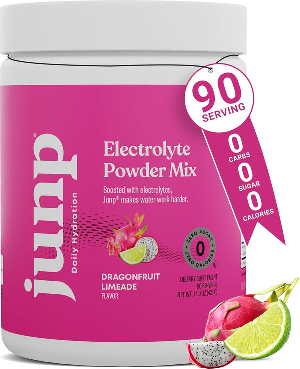 junp-electrolytes-powder-no-sugar-no-carbs---dragonfruit-limeade-keto-electrolyte-drink-mix---potassium-salt-hydration-powder-electrolytes-zero-calorie-sugar-free-electrolyte-powder-90-servings-1