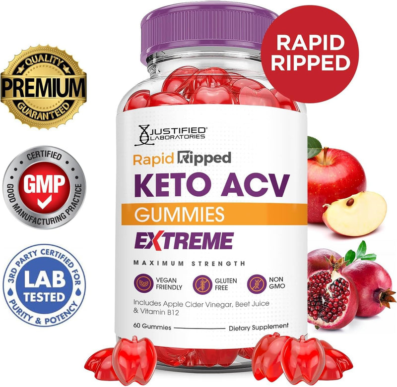 justified-laboratories-3-pack-rapid-ripped-keto-acv-gummies-extreme-2000mg-rapidripped-keto-gummies-apple-cider-vinegar-formulated-with-pomegranate-beet-juice-powder-b12-vegan-non-gmo-180-gummys-3