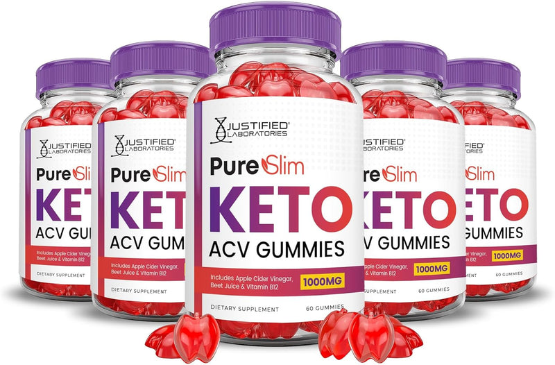 justified-laboratories-5-pack-pure-slim-keto-acv-gummies-advanced-formula-1000mg-pureslim-keto-gummies-apple-cider-vinegar-formulated-with-pomegranate-beet-juice-powder-b12-vegan-non-gmo-300-gummys-1