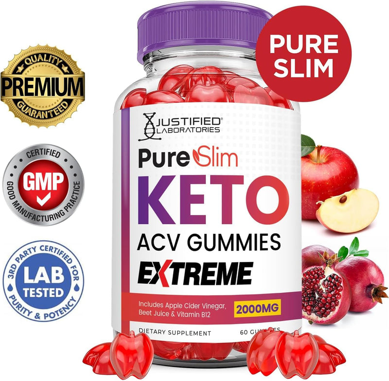 justified-laboratories-5-pack-pure-slim-keto-acv-gummies-extreme-2000mg-pureslim-keto-gummies-advanced-formula-apple-cider-vinegar-with-pomegranate-beet-juice-powder-b12-vegan-non-gmo-300-gummys-2