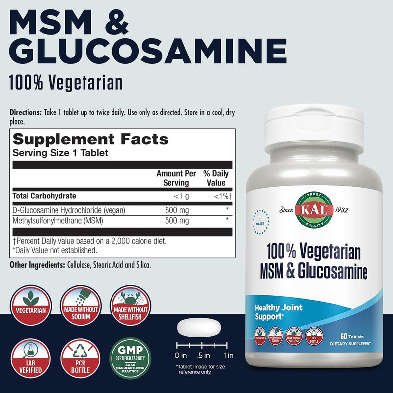 kal-100-vegetarian-msm-glucosamine---healthy-joint-support---vegan-glucosamine-and-msm-supplement---made-without-shellfish---lab-verified---60-day-guarantee---60-servings-60-tablets-2