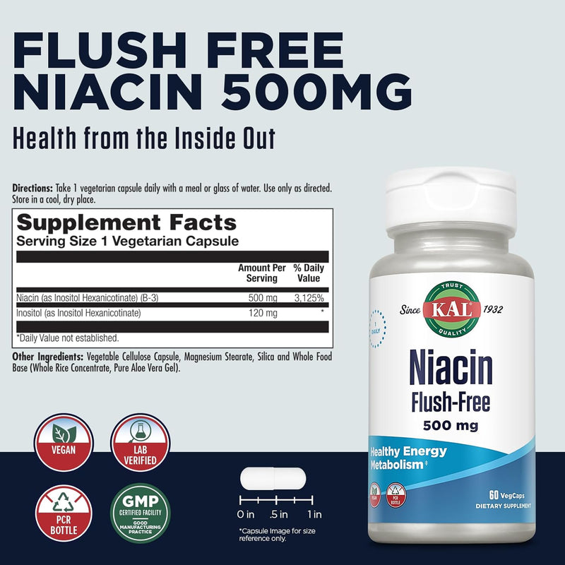 kal-niacin-500mg-flush-free---vitamin-b3-supplement---metabolism-and-energy-support---skin-nerve-digestive-health-and-circulation-support---vegan-vitamin-60-day-guarantee-60-servings-60-vegcaps-1