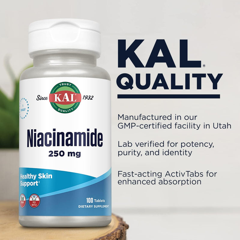 kal-niacinamide-250mg-tablets-vitamin-b3-supplement-for-skin-health-energy-metabolism-nerve-circulation-and-digestion-support-enhanced-absorption-activtabs-vegan-100-servings-100-tablets-3