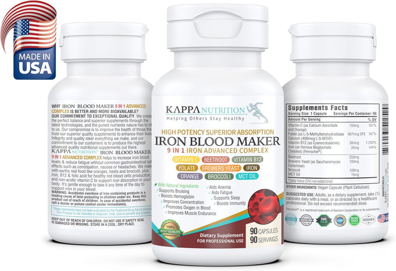 kappa-nutrition-iron-26mg-vitamin-c-orange-150mg-folate-667mcg-dfe-vitamin-b12-beetroot-brewers-yeast-broccoli-mct-oil-9-in-1-advanced-complex-90-capsules-2