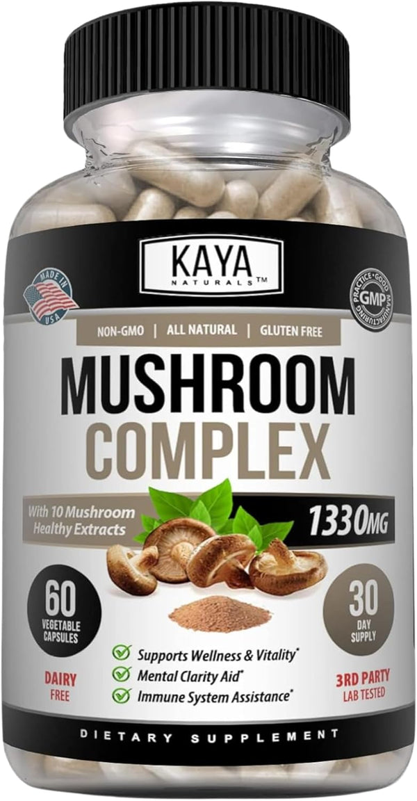 kaya-naturals-premium-mushroom-complex-potent---mushroom-complex-capsules-1330mg-per-serving---aids-mental-clarity-supports-immune-system-wellness-vitality---60-count-1