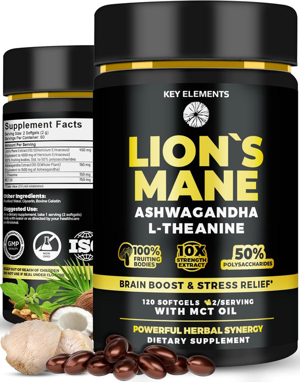key-elements-organic-lions-mane-mushroom-supplement-with-mct-oil---lions-mane-for-brain-support-relaxed-focus---lions-mane-extract-with-ashwagandha-and-l-theanine---lions-mane-capsules-softgels-1