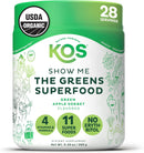 kos-organic-super-greens-powder-erythritol-free---plant-based-superfood-blend-with-spirulina-chlorella-wheatgrass---usda-certified-organic-green-juice-smoothie---apple-flavor---28-servings-1