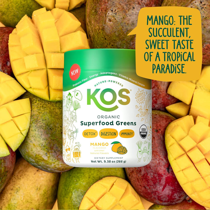 kos-organic-superfood-greens-powder---gut-health-from-prebiotic-fiber-supergreens-and-adaptogens---usda-certified-organic-made-in-a-gmp-certified-facility---28-servings-mango-6