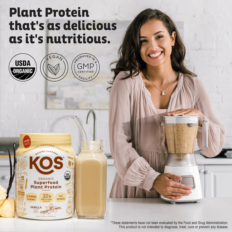 kos-plant-based-protein-powder-vanilla-usda-organic---low-carb-pea-protein-blend-vegan-superfood-rich-in-vitamins-minerals---keto-soy-dairy-free---meal-replacement-for-women-men---10-servings-2