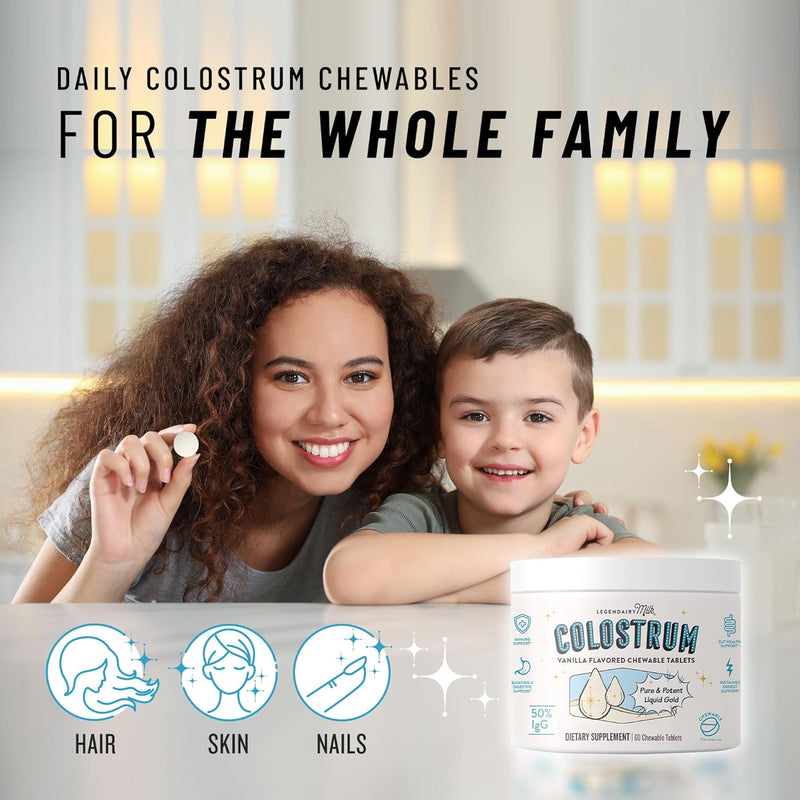 legendairy-milk-bovine-colostrum-chewable-tablets---daily-gut-health-immune-support---hair-skin-nails---50-igg-concentration---colostrum-supplement-for-women-men-kids---60ct-vanilla-flavor-2
